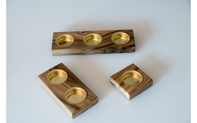 Set Teelichthalter 'Nuss' H1 gold